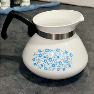 Corningware Blue Heather (super rare buy)White Coffee/Tea Carafe wBlack Accent